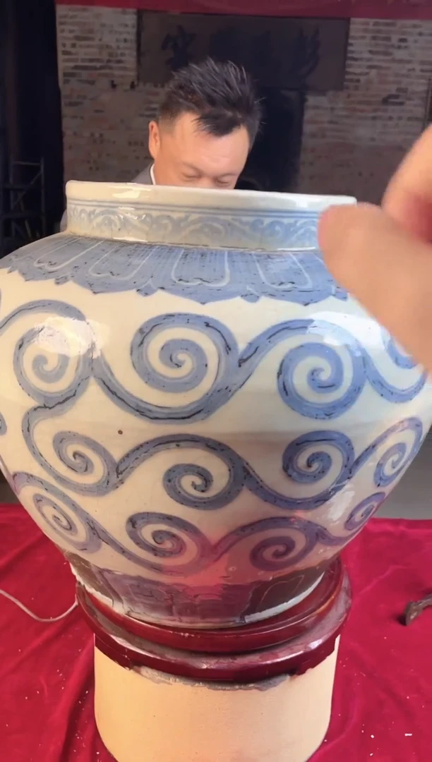 摆件陶景德镇精美青花大罐