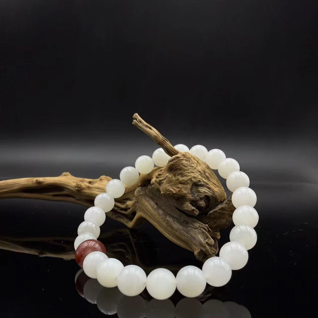 和田玉野牛沟白玉手串1491