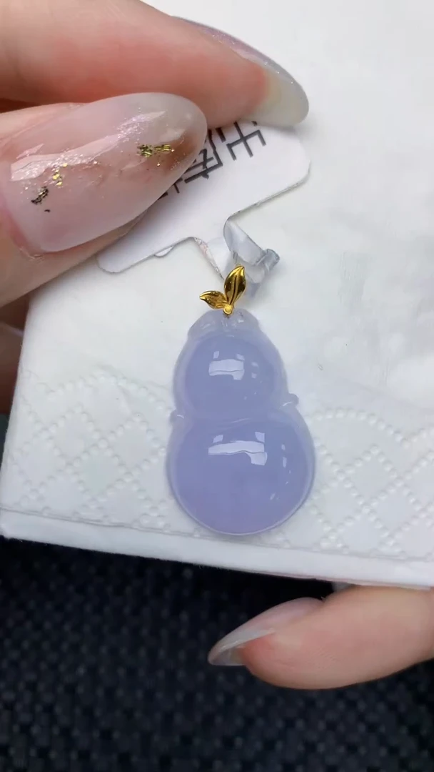 颈饰18K金镶嵌翡翠天然缅甸翡翠a货百元以上9元证书费自理