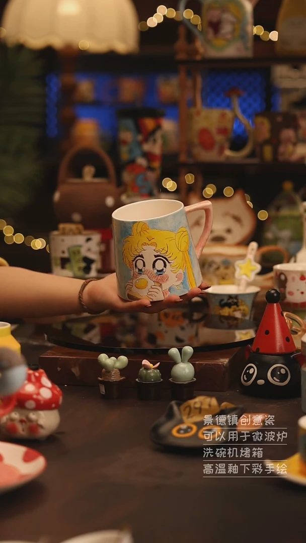 陶瓷景德镇可爱陶瓷釉下彩绘设计师款