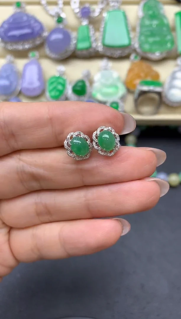 【闪购商品】翡翠耳饰18K金镶嵌251-中国好珍宝