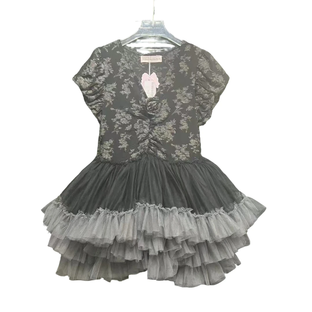 4867高贵气质连衣裙洋气公主夏季时尚泡泡袖蓬蓬裙