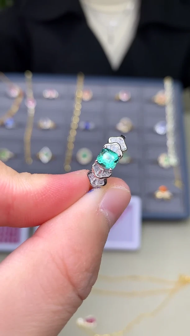 银S925镶嵌戒指碧玺戒指