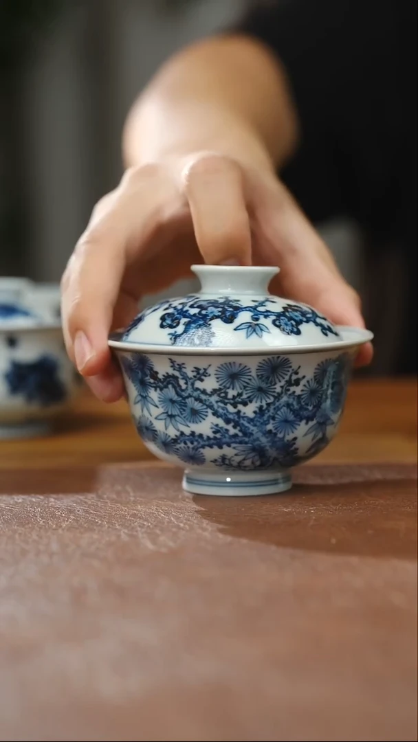 杯子微瑕松竹梅盖碗