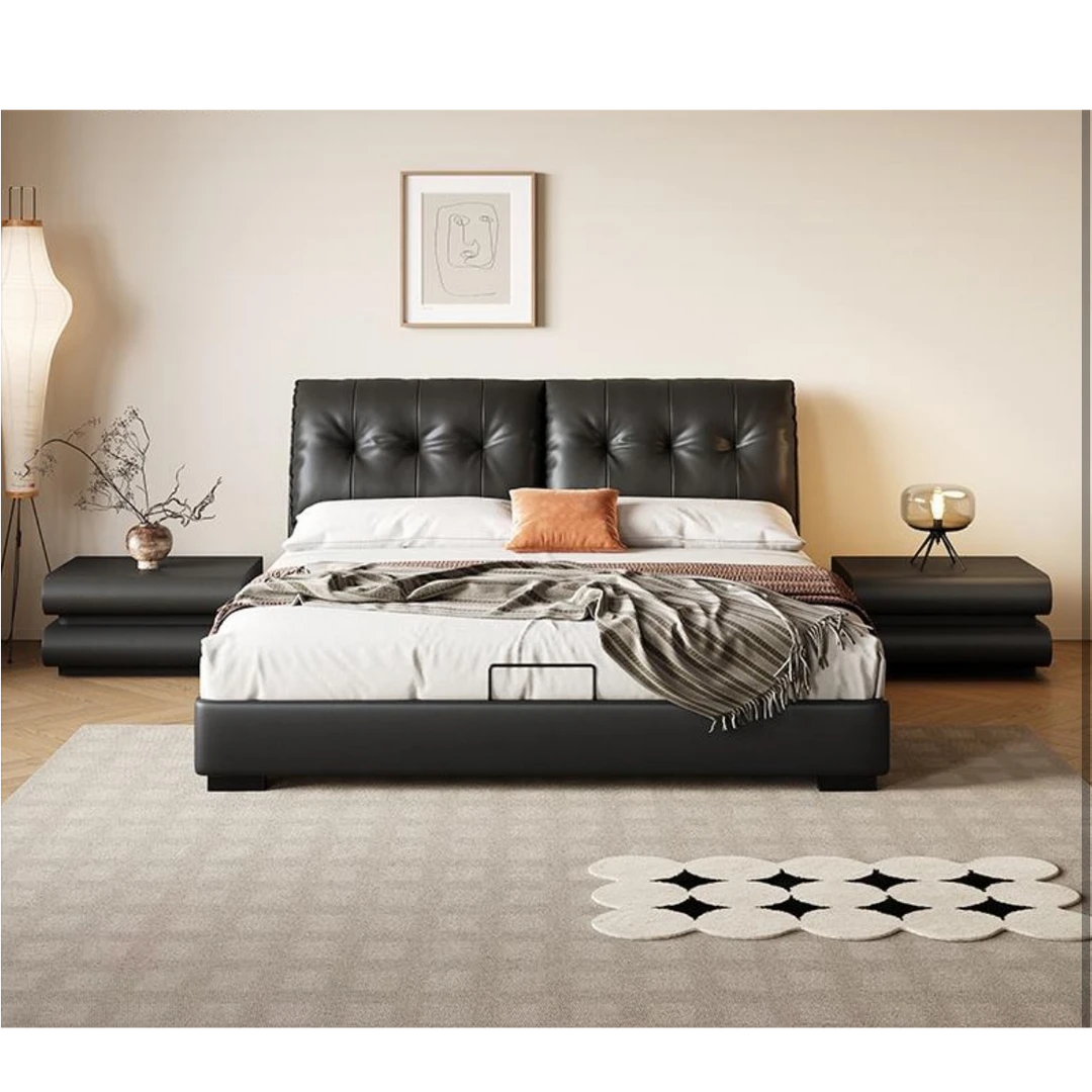 KEFAN/科凡科凡定制菱格箱体真皮床意式轻奢储物