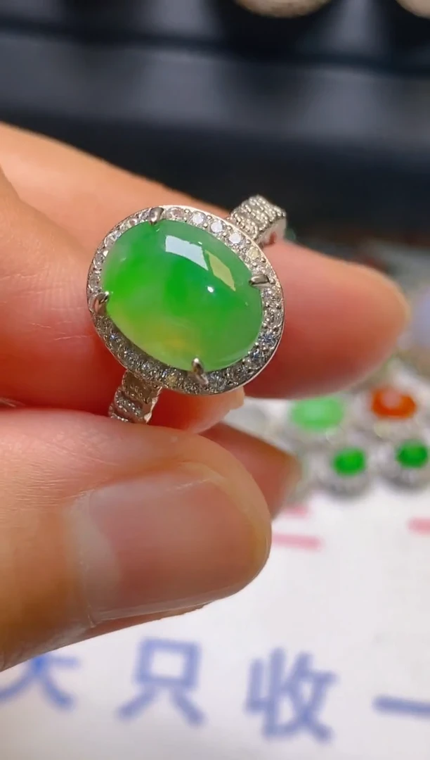 【闪购商品】翡翠耳饰银S925镶嵌天然A货翡翠1