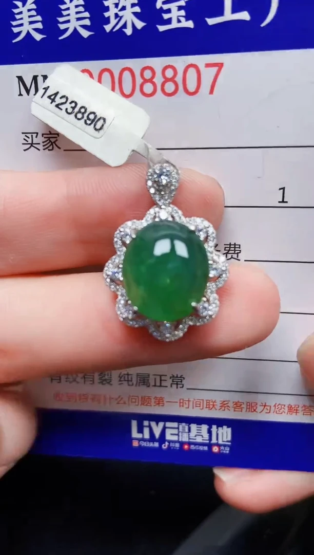 翡翠银S925镶嵌颈饰8807