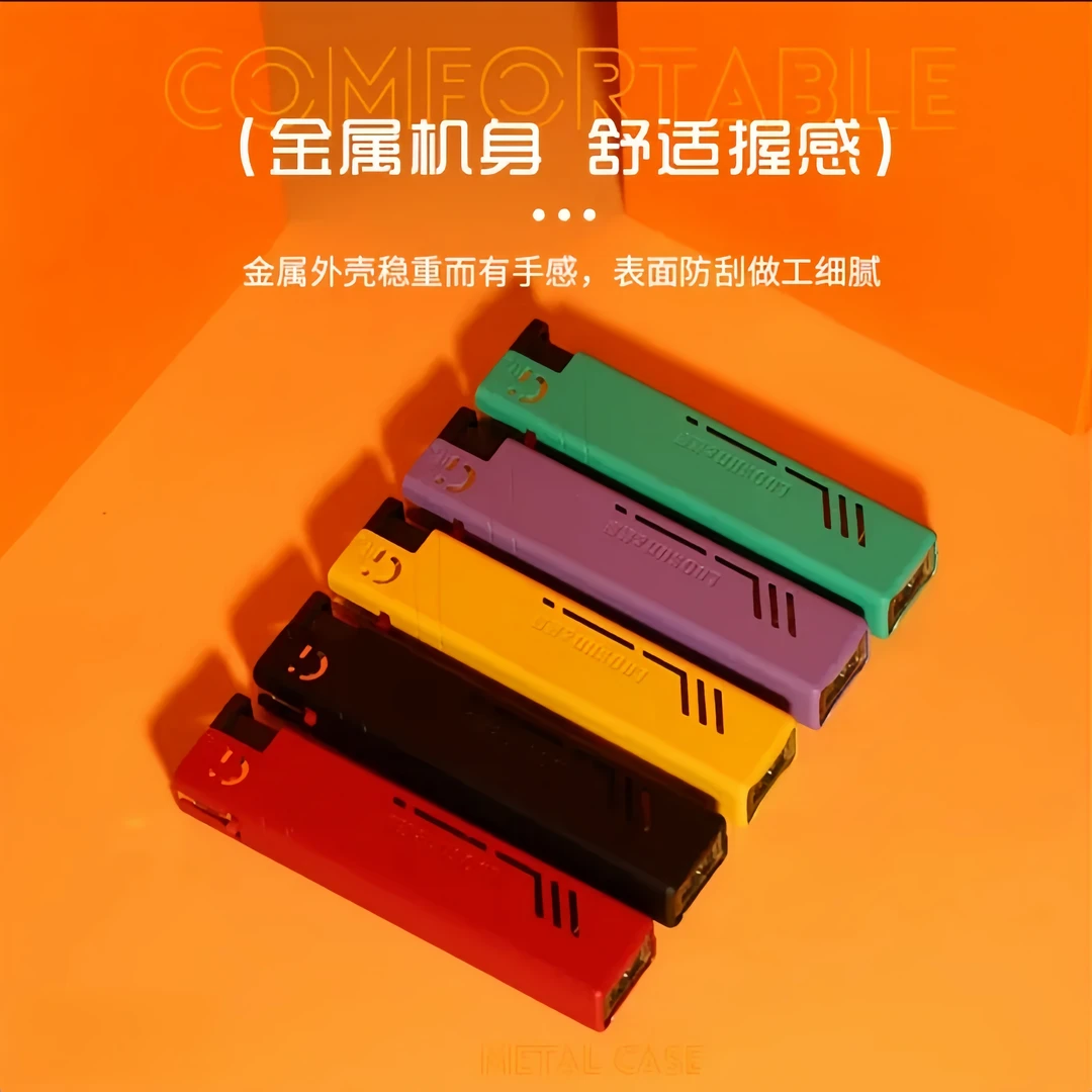 时尚方块金属套壳蓝焰直冲防风打火机批发个性充气简约创意打火机