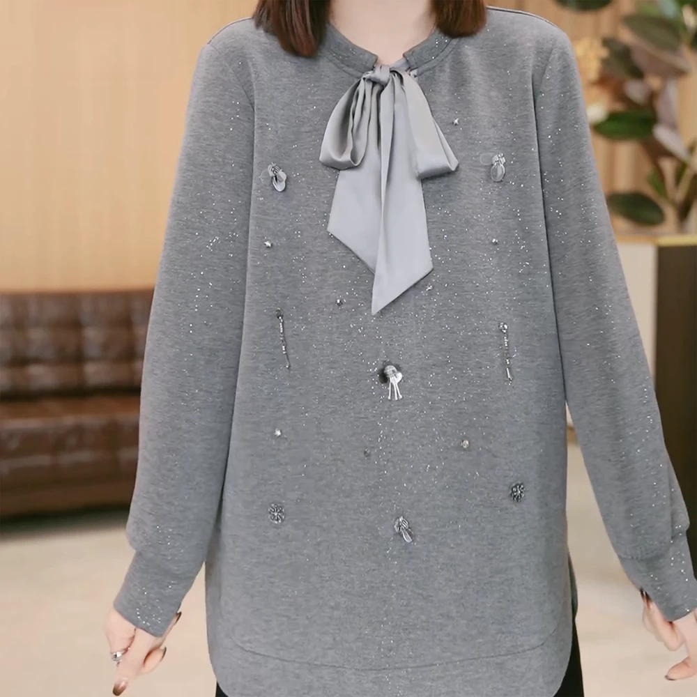 秋冬新款时尚减龄气质百搭中长款爆款宽松长袖款打底卫衣上衣春秋