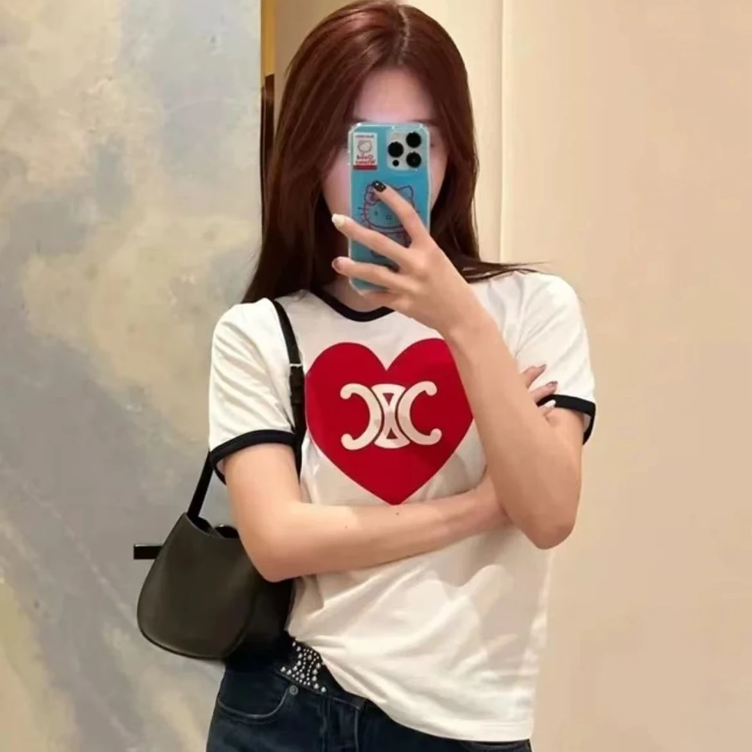 未使用 Celine/思琳 爱心圆领休闲短袖 白色/L