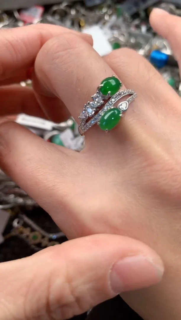 银S925镶嵌戒指翡翠888  4