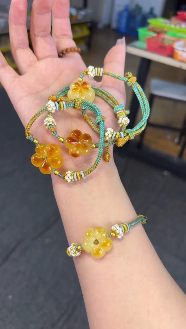 【闪购商品】蜜蜡手链未镶嵌蜜蜡太阳花手编绳多样性发其一