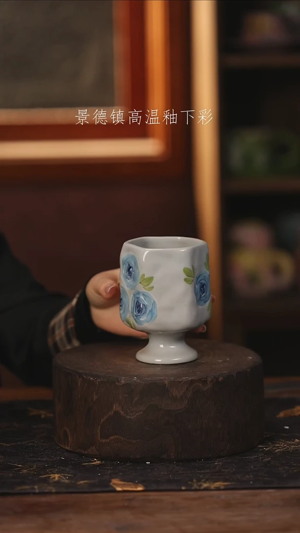 陶瓷景德镇高温釉下手绘陶瓷@L168@