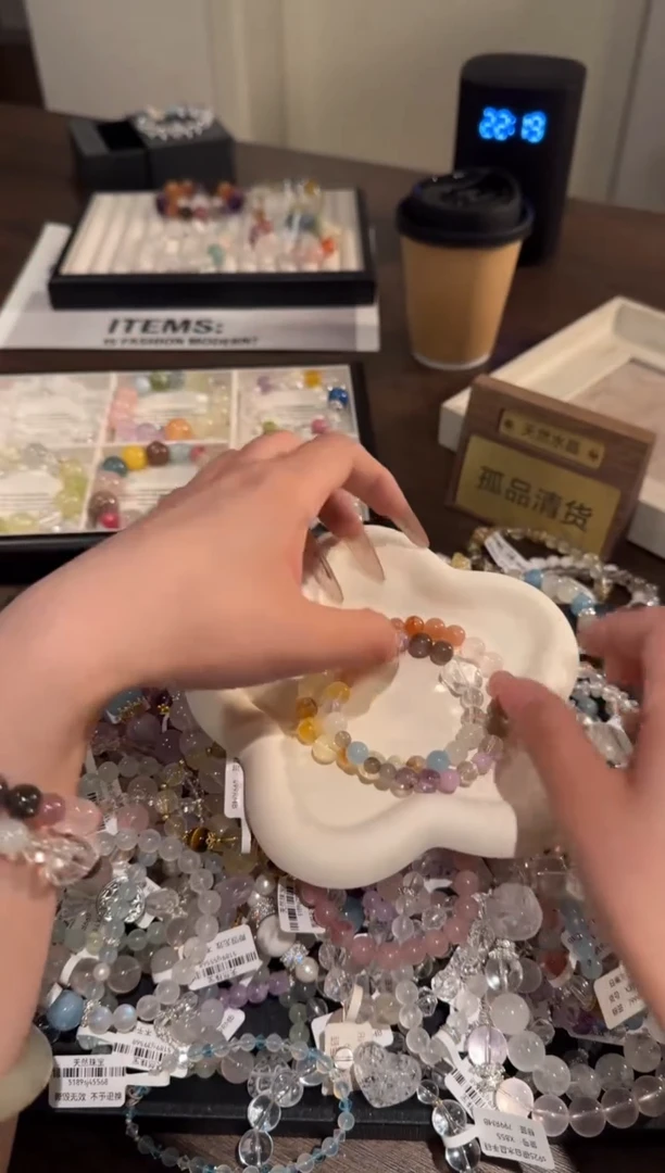 水晶手链合金多宝双圈x1909