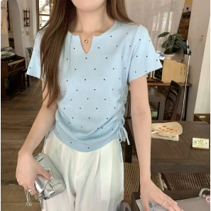 【现货】休闲短袖t恤女装夏季白色体恤胖MM遮肉显瘦上衣-7079