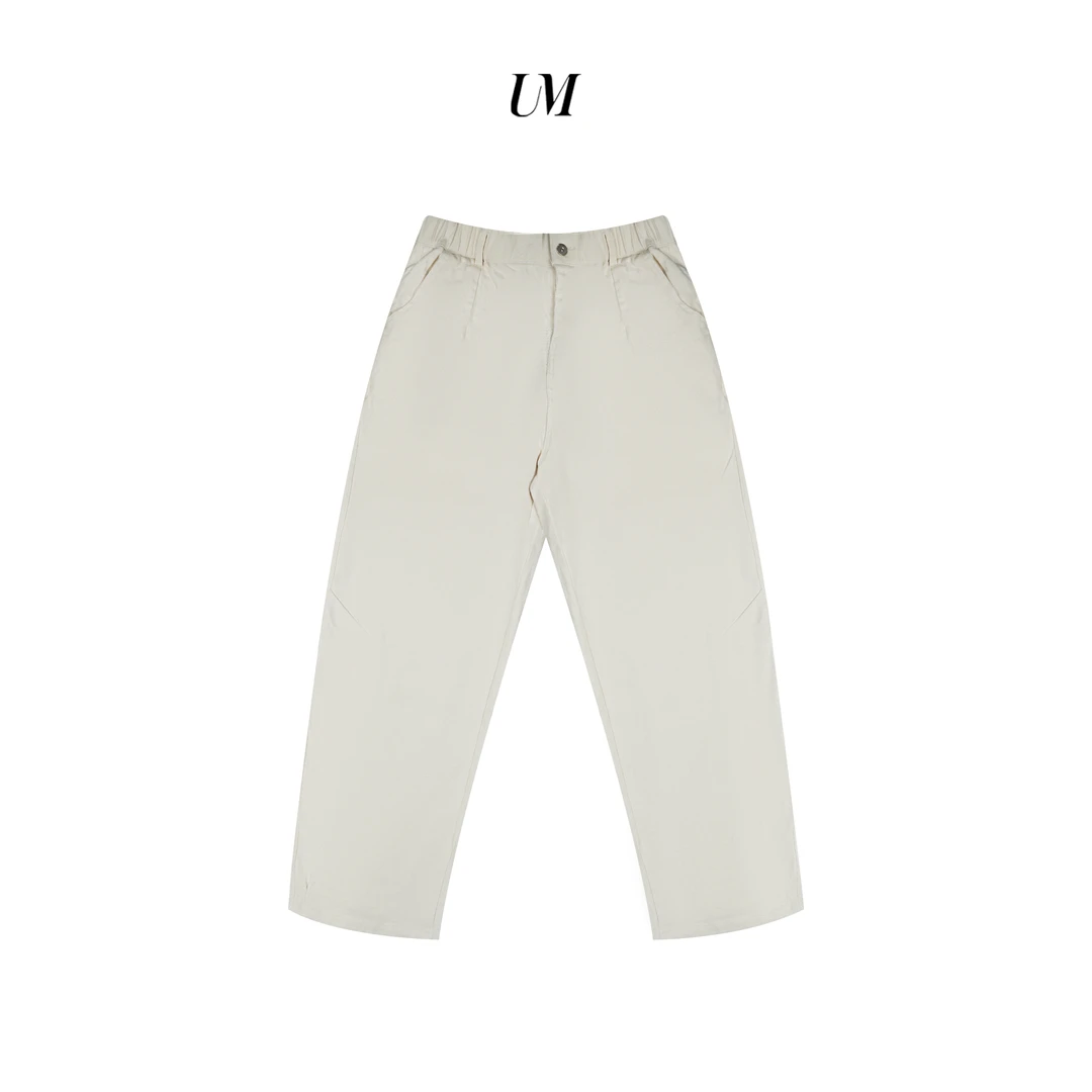 【U.M】中古纸袋裤松紧腰头高弹舒适百搭简约休闲裤