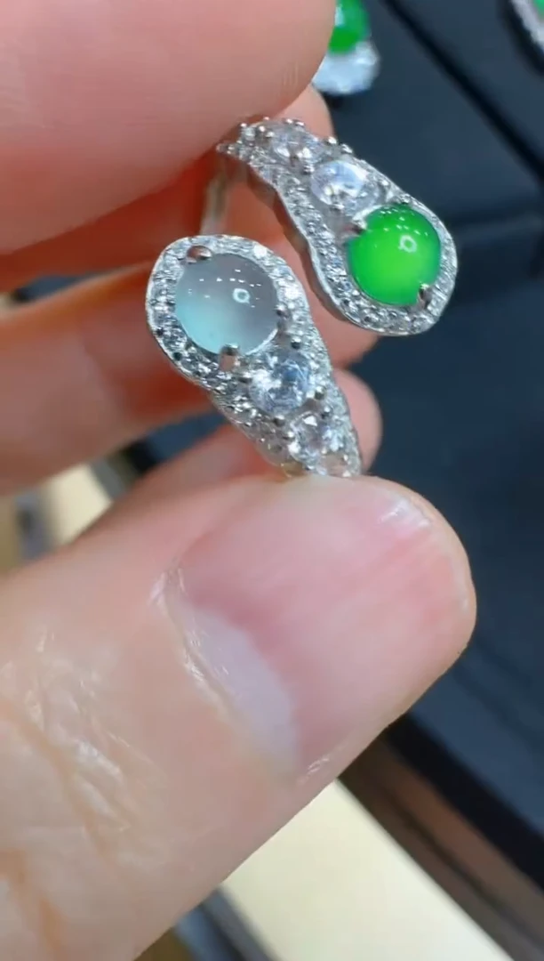 翡翠戒指银S925镶嵌多样性团购发一件