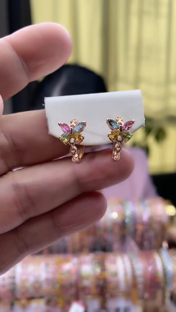 【闪购商品】碧玺耳扣银S925镶嵌5961551515656