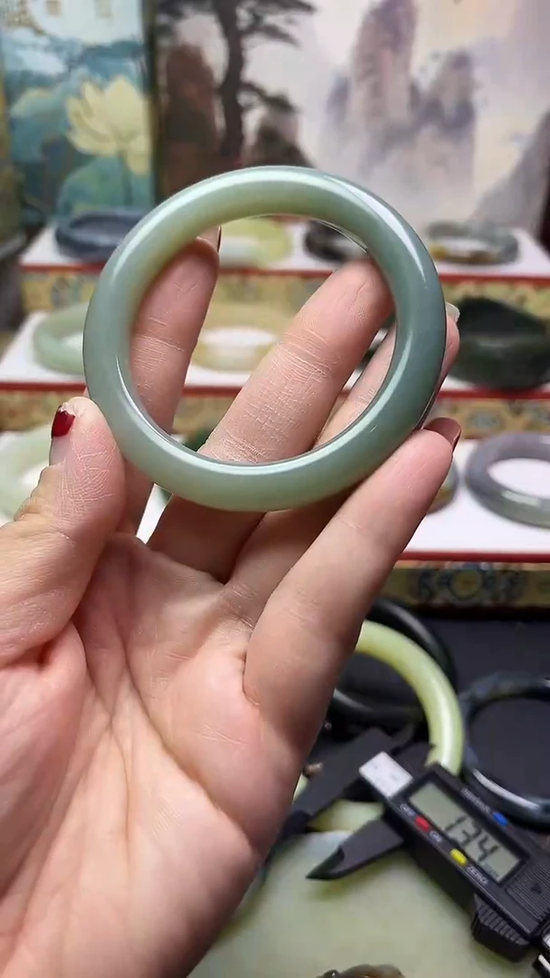 未镶嵌手镯和田玉新疆若羌蓝皮黄口纯蓝皮54.7