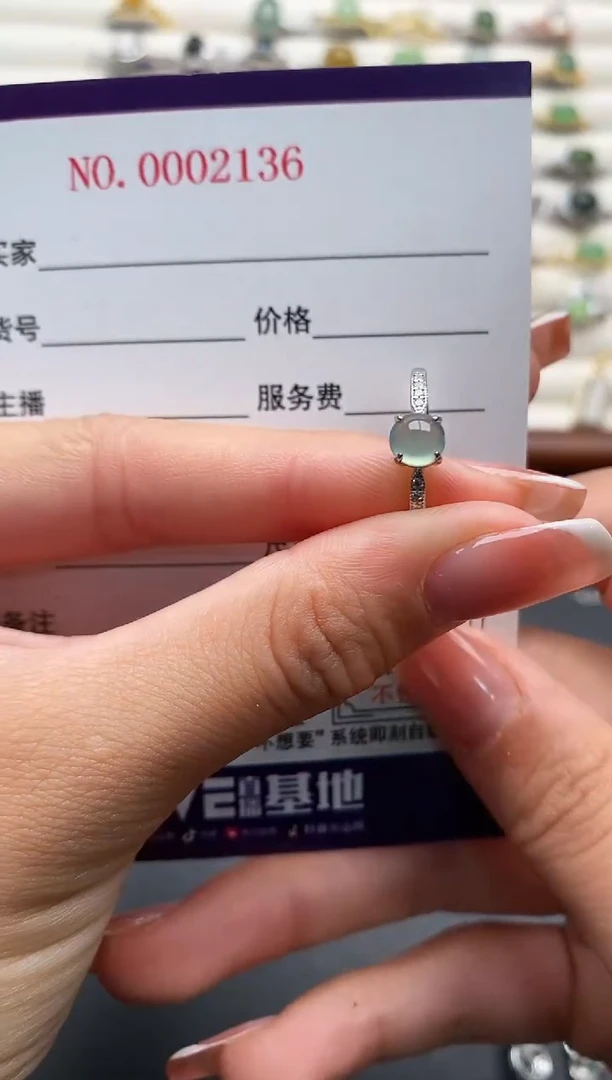银S925镶嵌戒指翡翠4444444+3