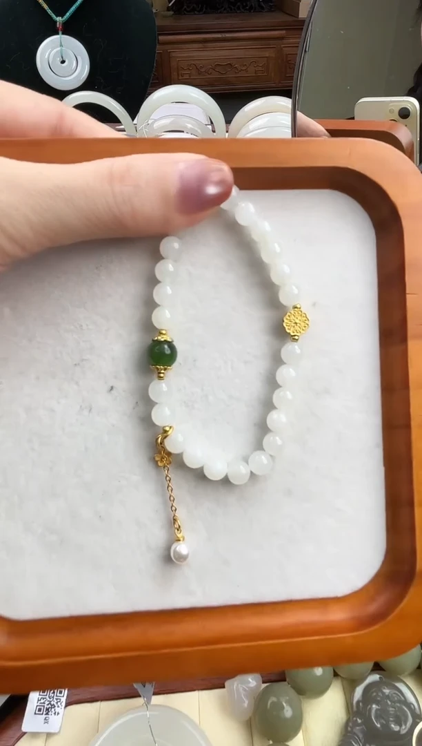 未镶嵌手链和田玉白玉手串卡7mm碧玉卡8mm天然和田玉