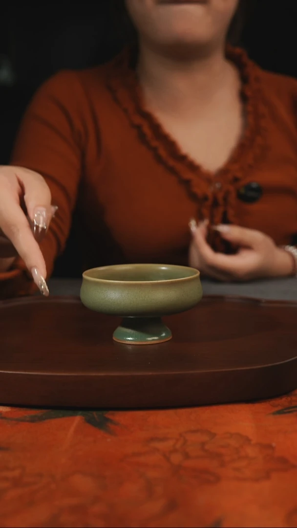 杯子004 高足普洱 柴烧 汝州原产地原矿仿古老釉