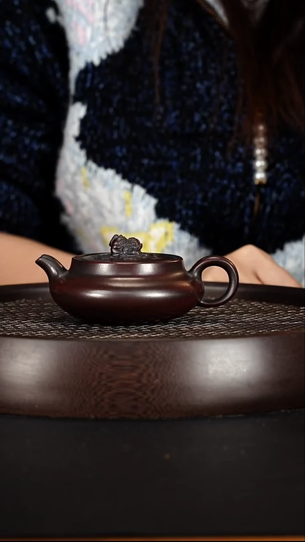 茶壶紫砂宜兴紫砂壶铁血红砂柴烧桑盘220cc
