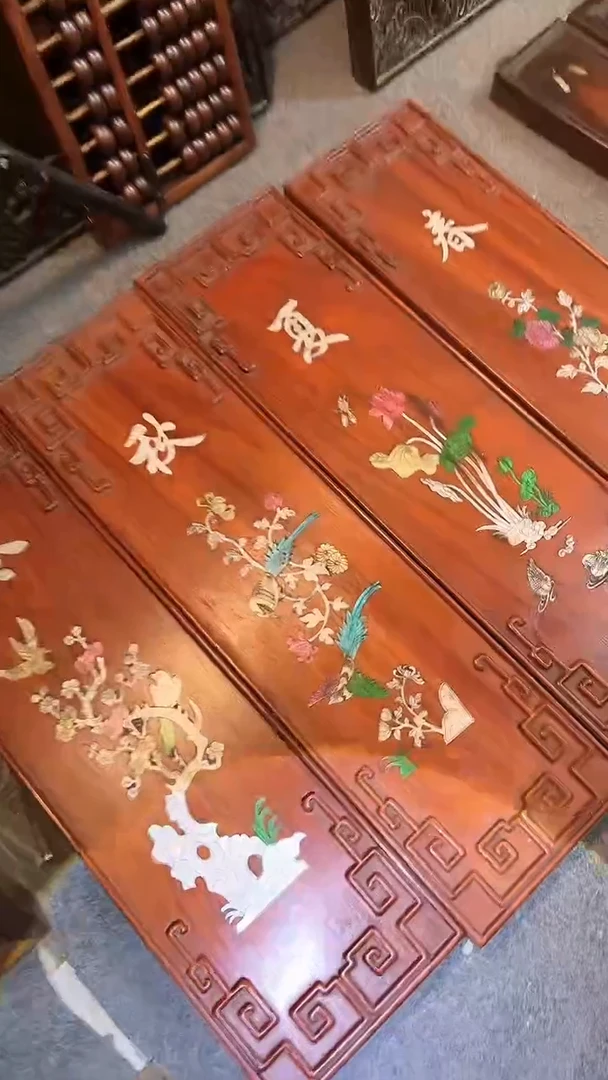 【闪购商品】非洲紫檀（红花梨）50x58cm四条屏