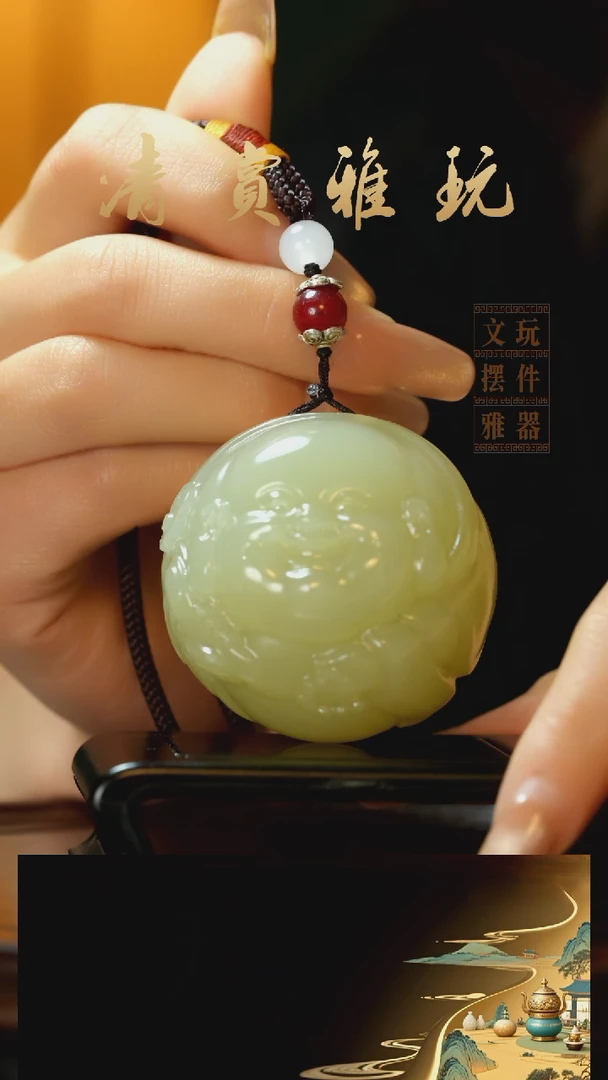 玉《圆形弥勒》手把件摆件