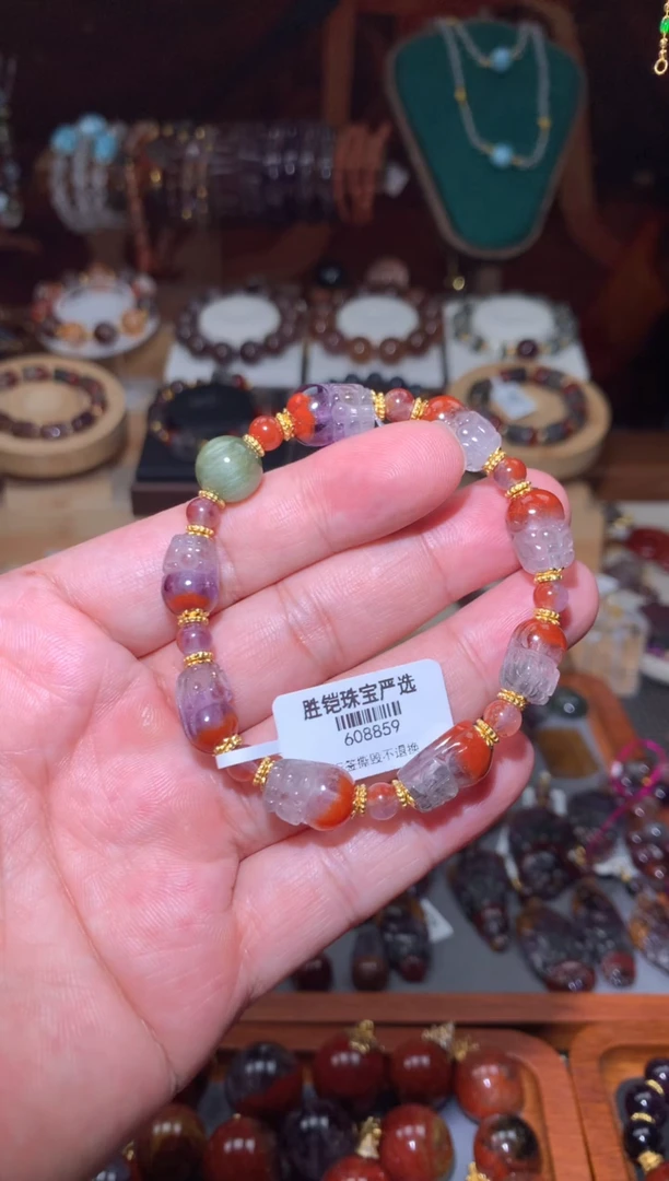 未镶嵌珠宝半成品水晶红极光貔貅阵