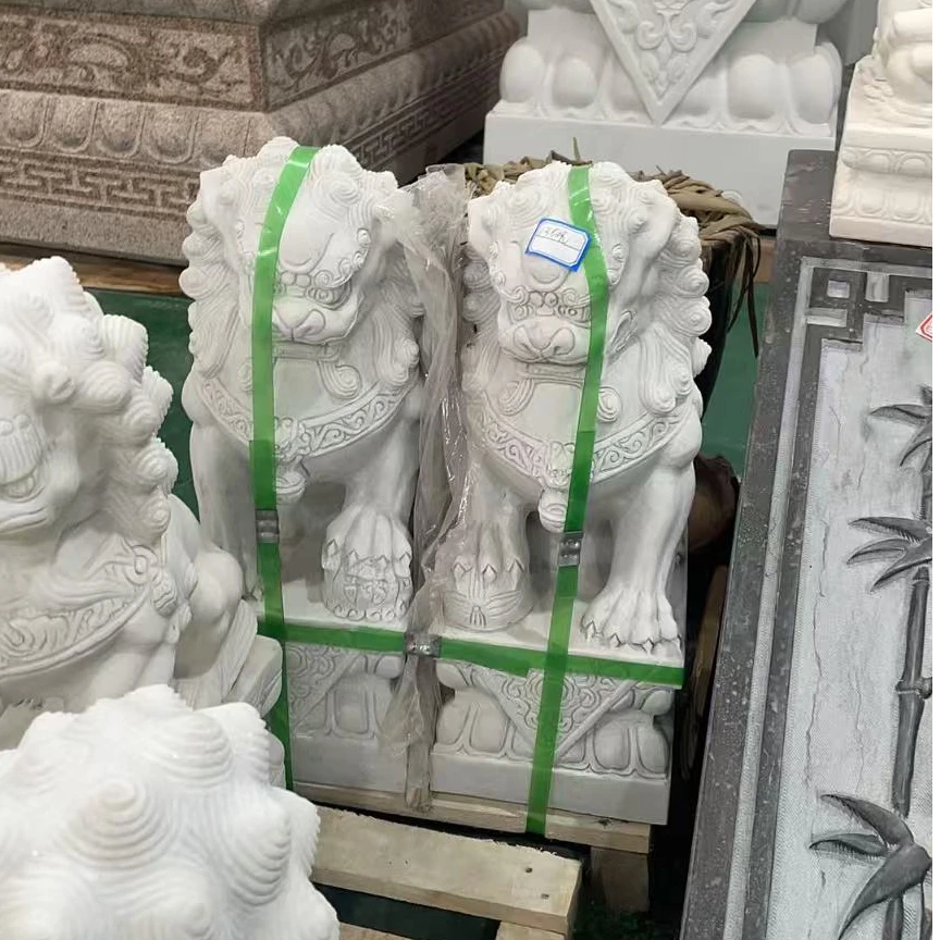 石雕石雕摆件大象狮子麒麟貔貅门墩抱鼓石汉白玉大理石石头庭院