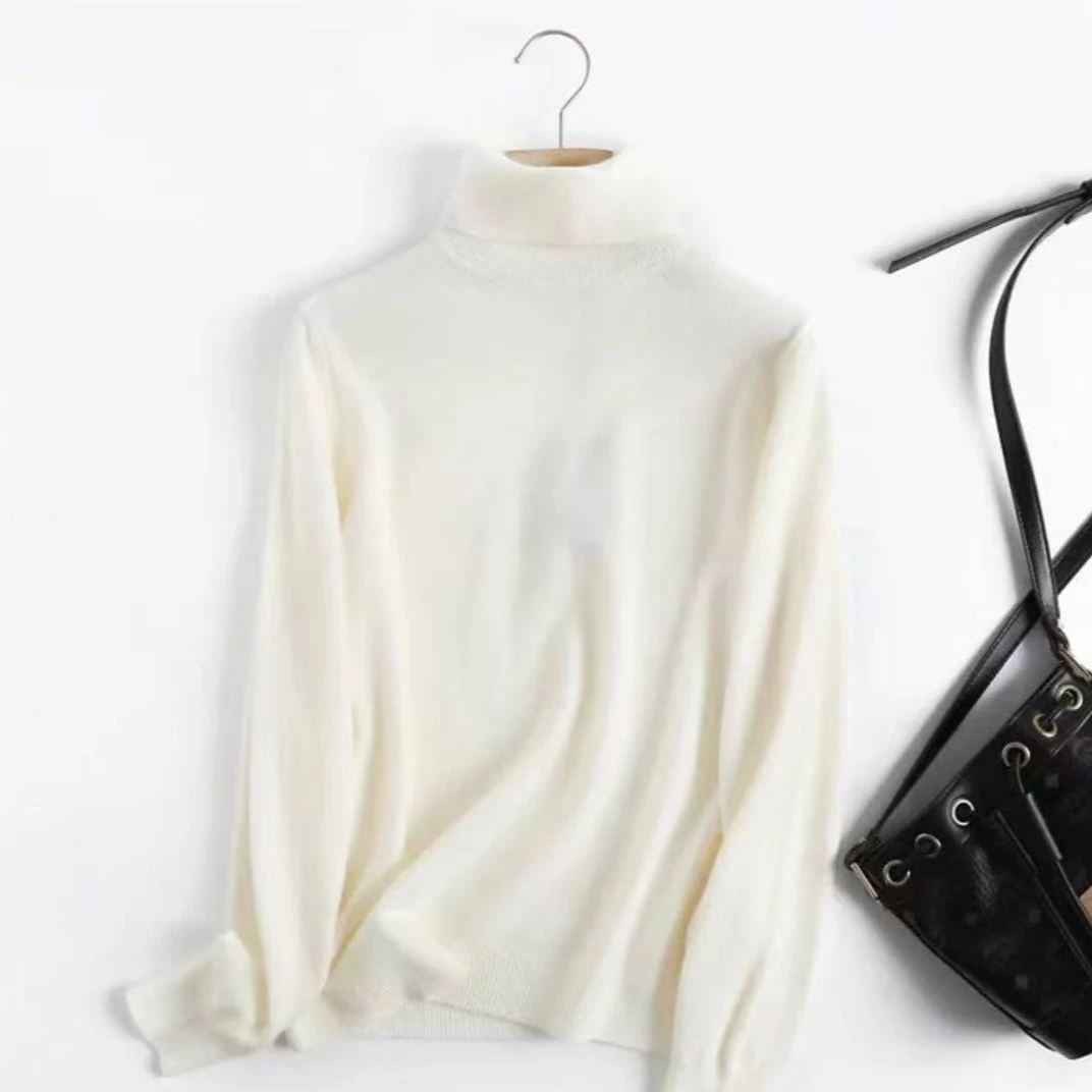 JIQING/吉卿02089女士长袖圆领针织羊绒打底百搭纯色休闲时尚