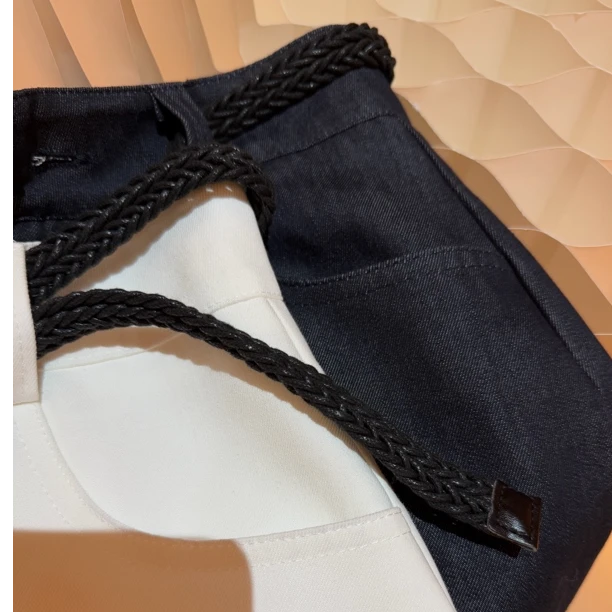 编织腰带牛仔短裙高腰百搭