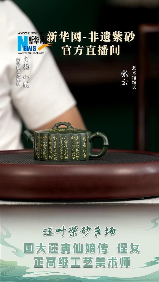 茶壶紫砂ZJX40 汪叶 十六竹绿泥230