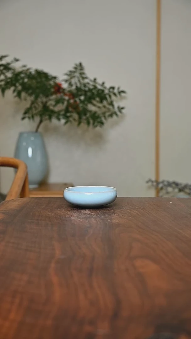 禅定杯 天青 微瑕 朱法喜款