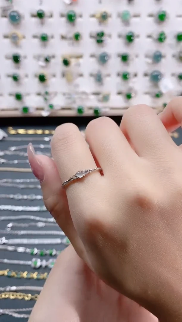 【闪购商品】翡翠戒指银S925镶嵌天然翡翠