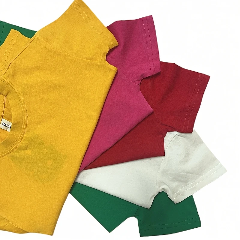 4088【小标潮T】糖果缤纷圆领纯色儿童短袖