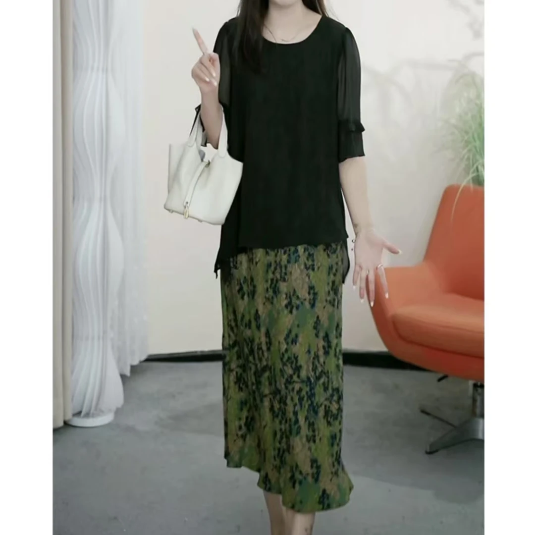 X157-X休闲气质大码极简风连衣裙显瘦时尚夏季法式百搭