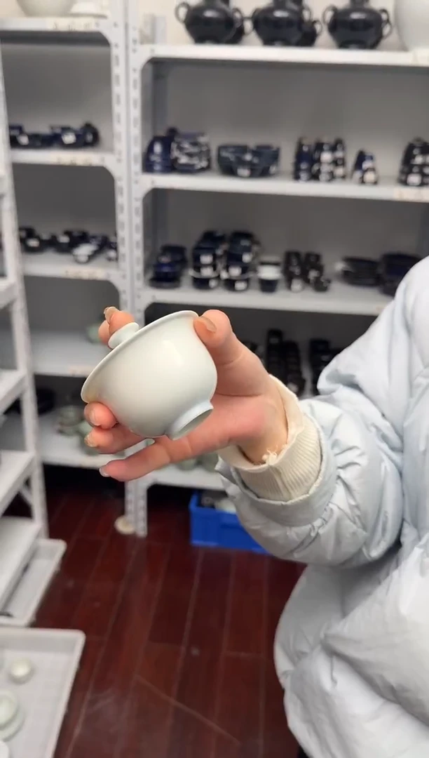 杯子陶瓷白胎迷你二才盖碗
