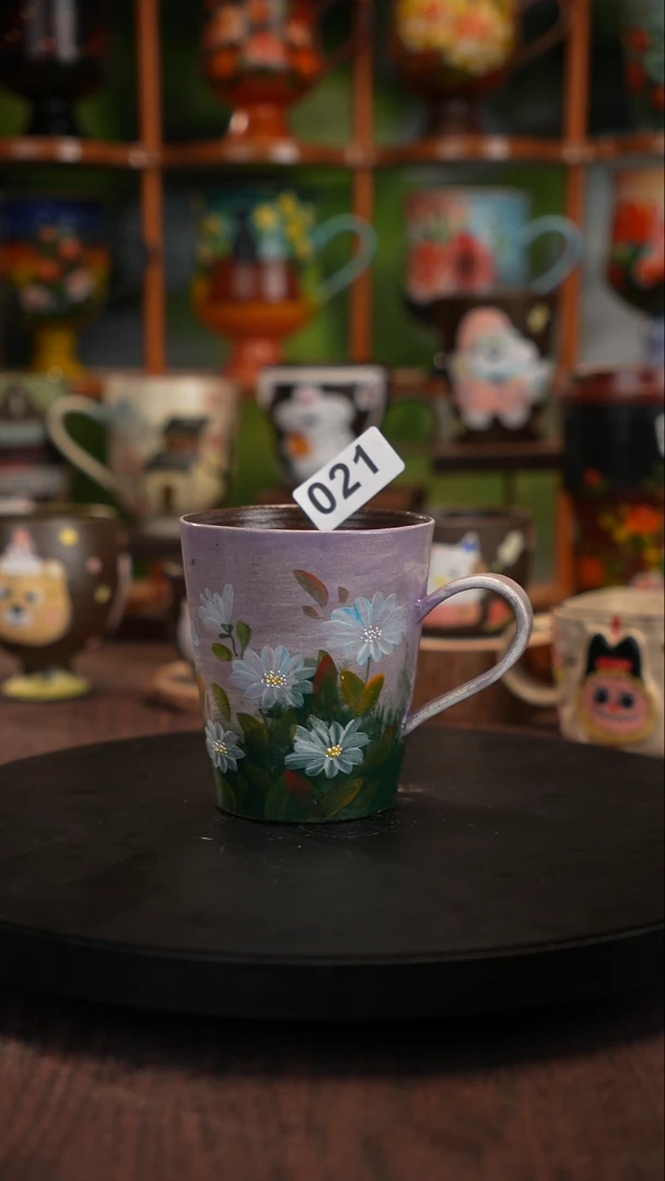 五彩手绘陶瓷紫砂杯