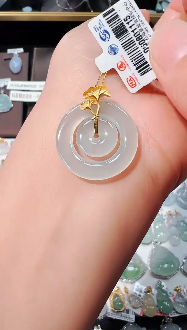 【闪购商品】翡翠吊坠(不含链)18K金镶嵌甜甜圈吊坠1115