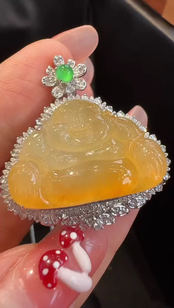 翡翠18K金镶嵌吊坠(不含链)吊坠