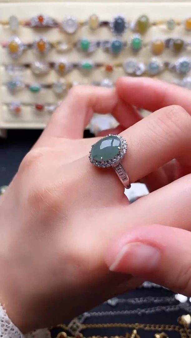 翡翠戒指银S925镶嵌1111111111+1