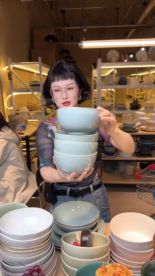 瓷116外贸尾货高温釉下彩陶瓷餐具默认微瑕