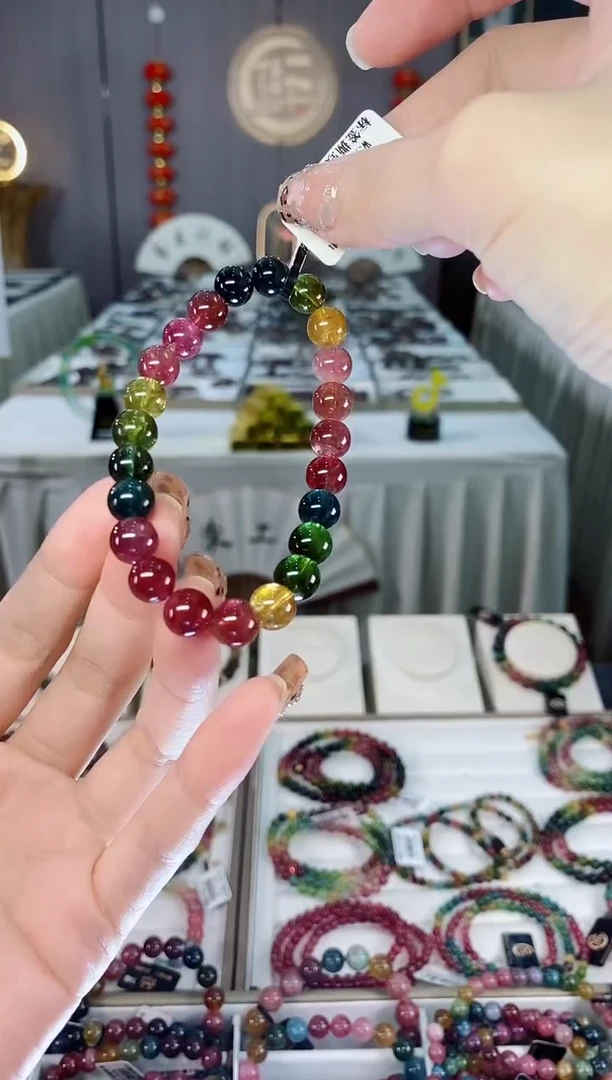 未镶嵌老矿碧玺色标高透单圈手串8mm+碧玺dan多样性发货一条