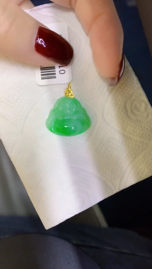 颈饰18K金镶嵌翡翠缅甸天然翡翠A货