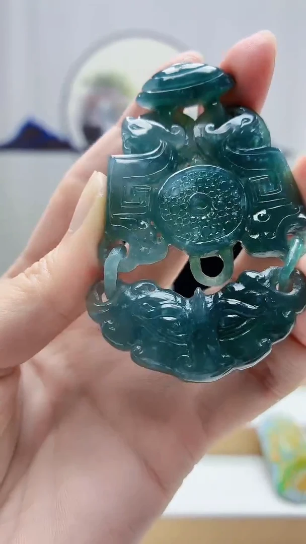 未镶嵌定制翡翠4688zm-毛货挂件33环环相扣