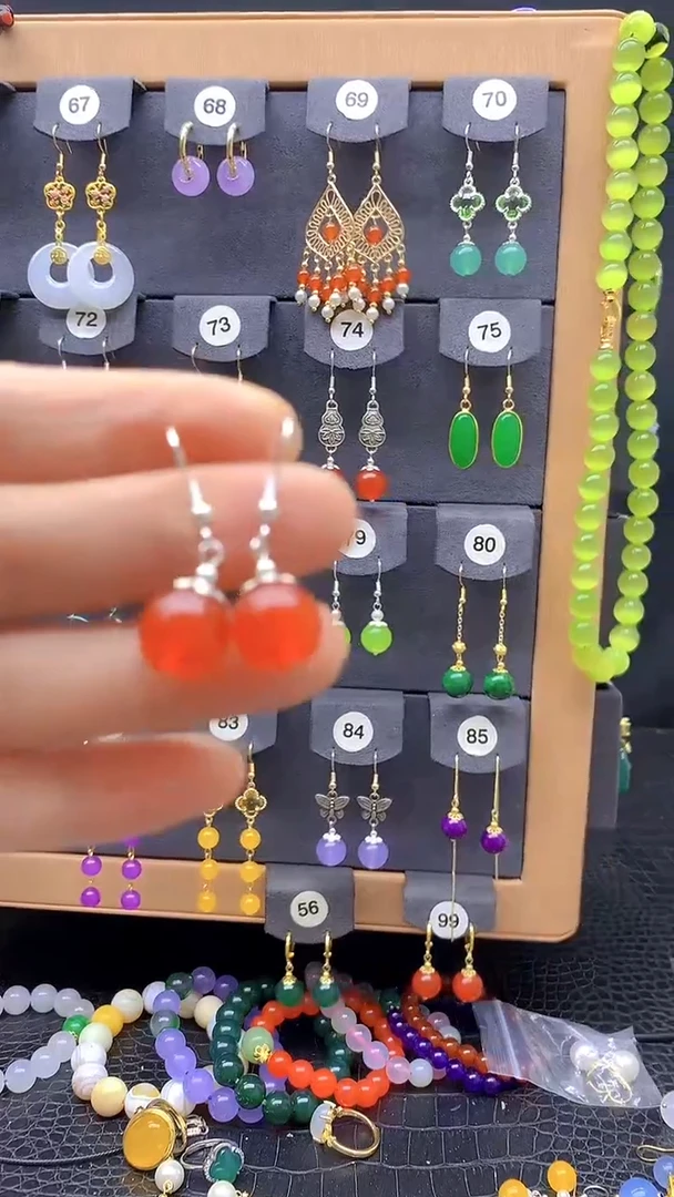 【闪购商品】玛瑙/玉髓耳坠银S925镶嵌耳饰