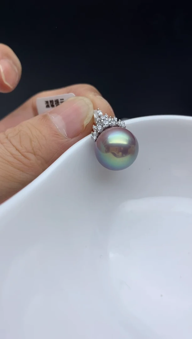 银S925镶嵌ff淡水珍珠紫珠吊坠（赠链）