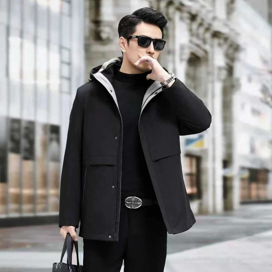 25908款男士冬季内胆可拆卸加厚鹅绒服